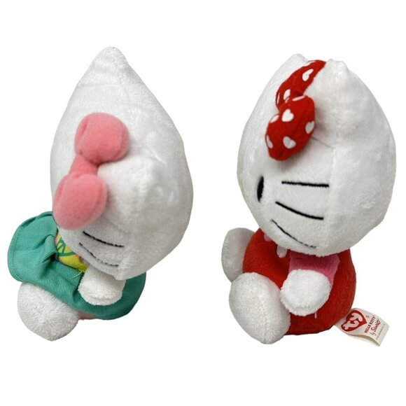 Ty Hello Kitty Beanie Plush Lot Hippie Peace Dress Red Jumper 2009 2010 6 Inch - Picture 4 of 13